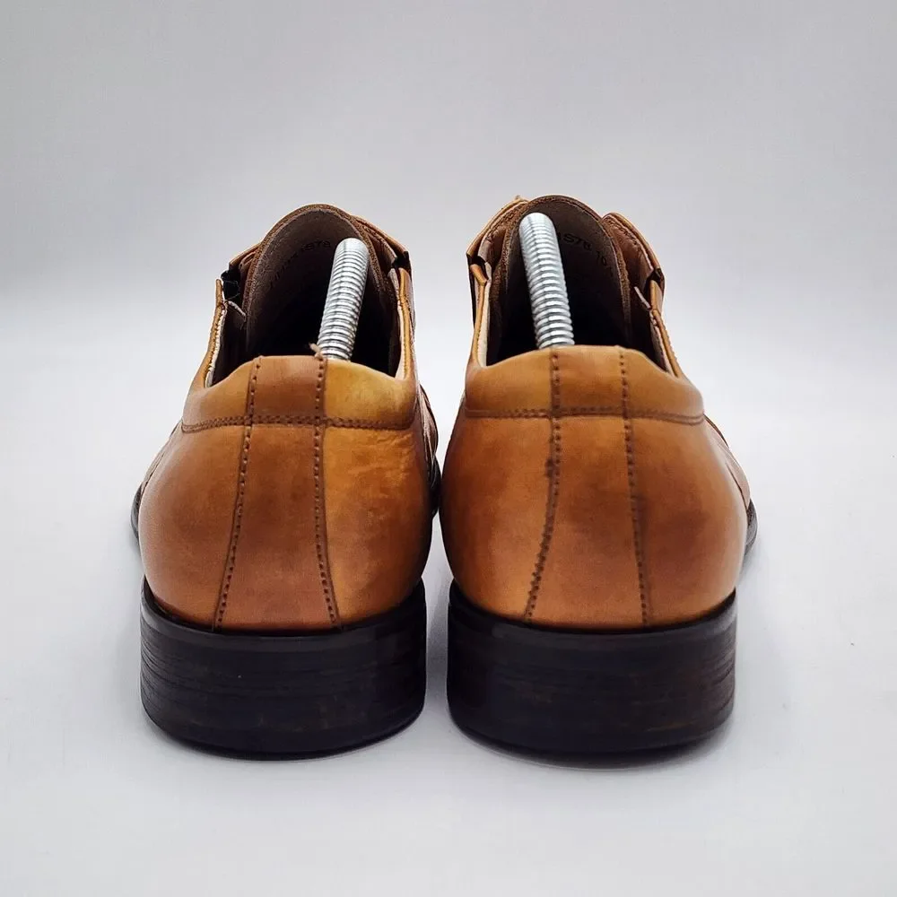 Hart Schaffner Marx Men's Dress Shoes 10.5 M Brown Leather Captoe Business‎ READ